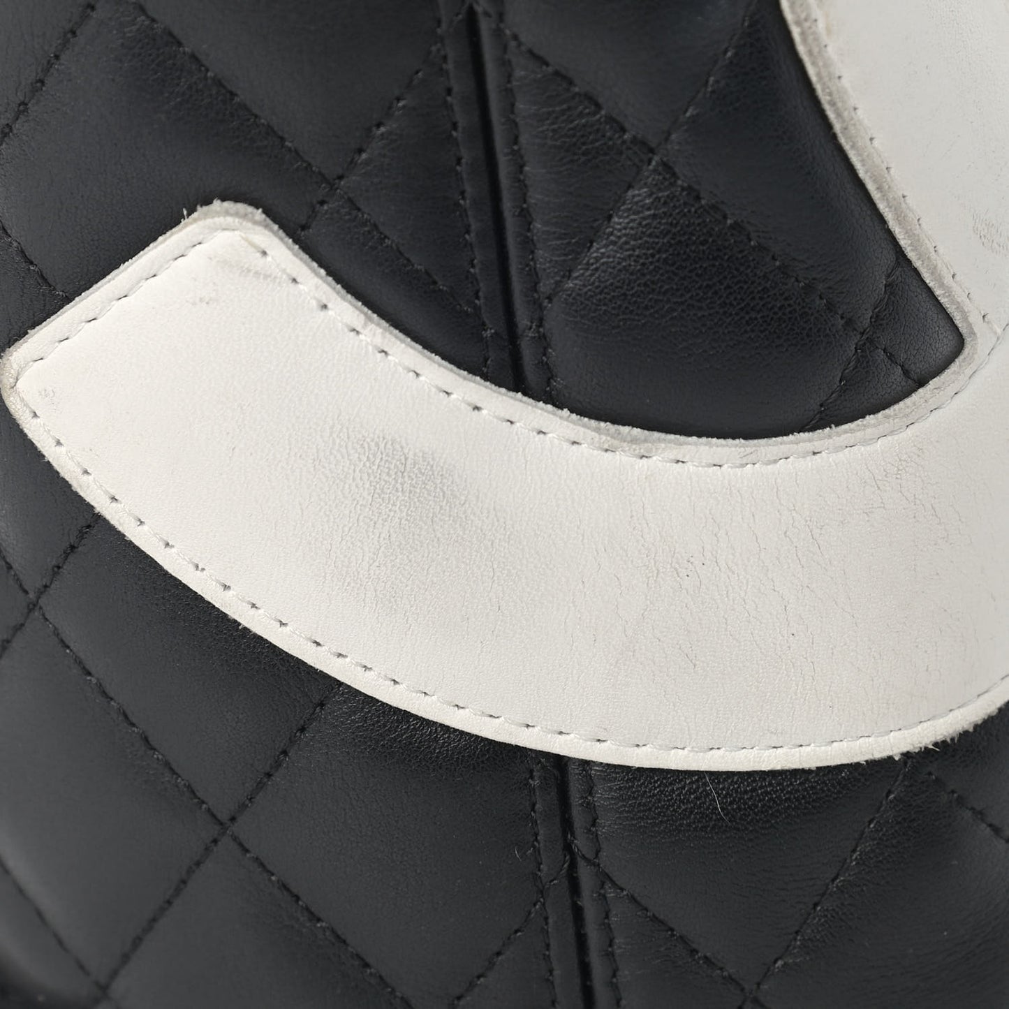 Calfskin Quilted Medium Cambon Tote Black White