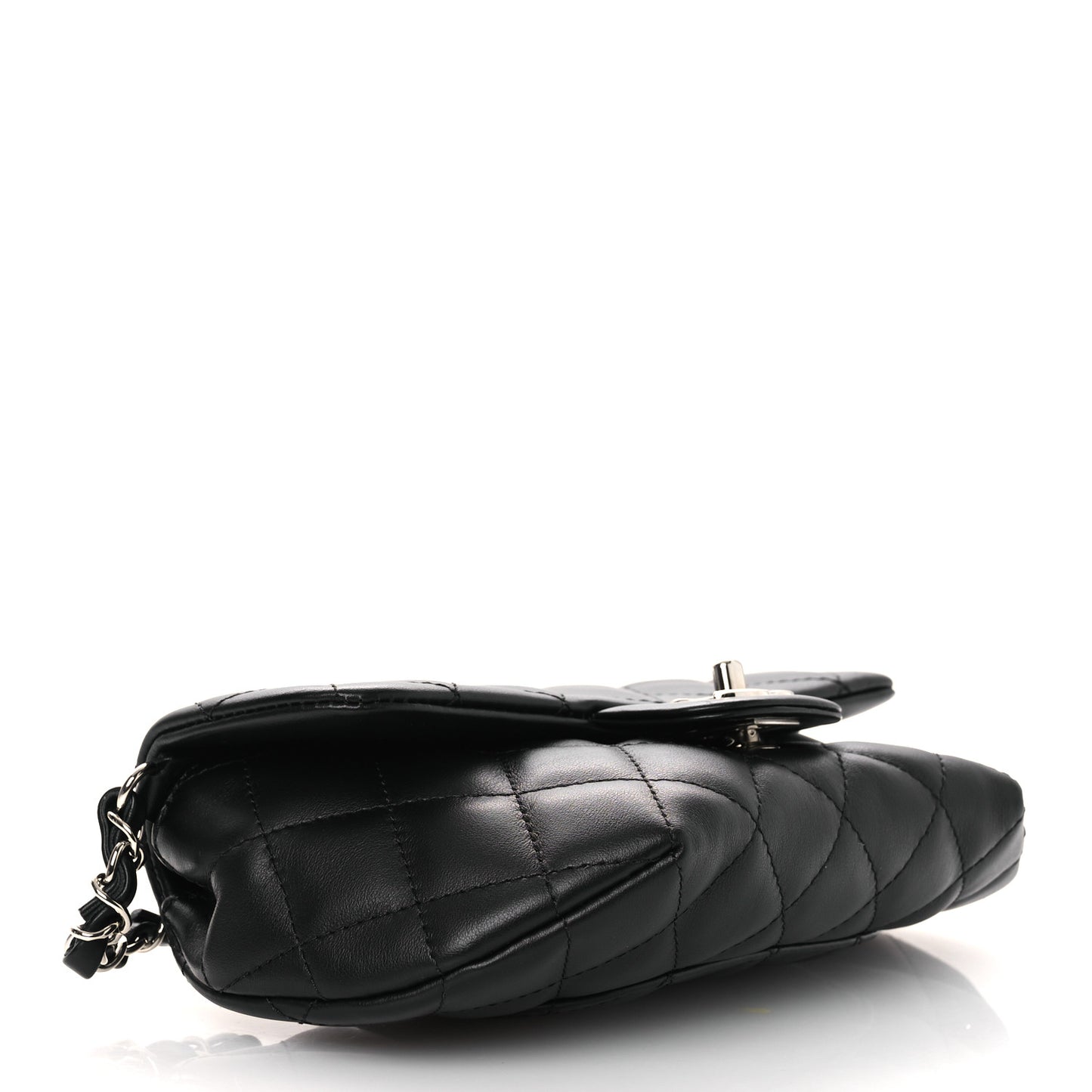 Calfskin Quilted CC Uniform Flap Belt Bag Black