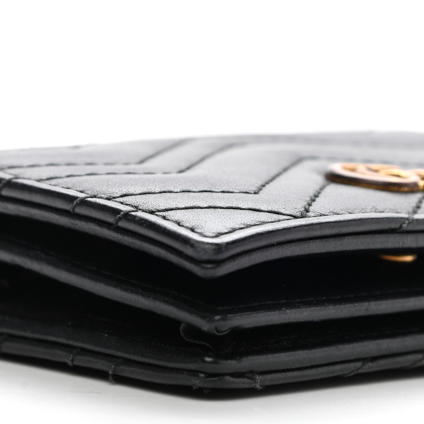 Calfskin Matelasse GG Marmont Card Case Wallet Black