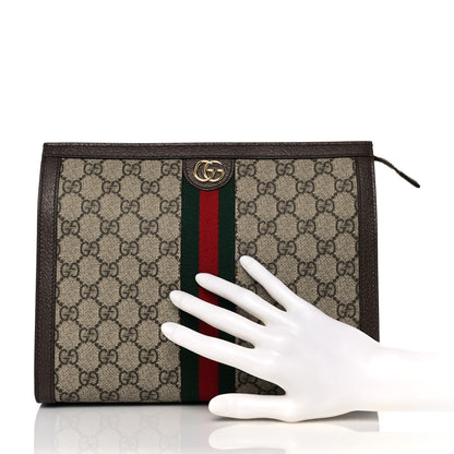 Gucci GG Supreme Monogram Web Ophidia Pouch Brown 2 of 10