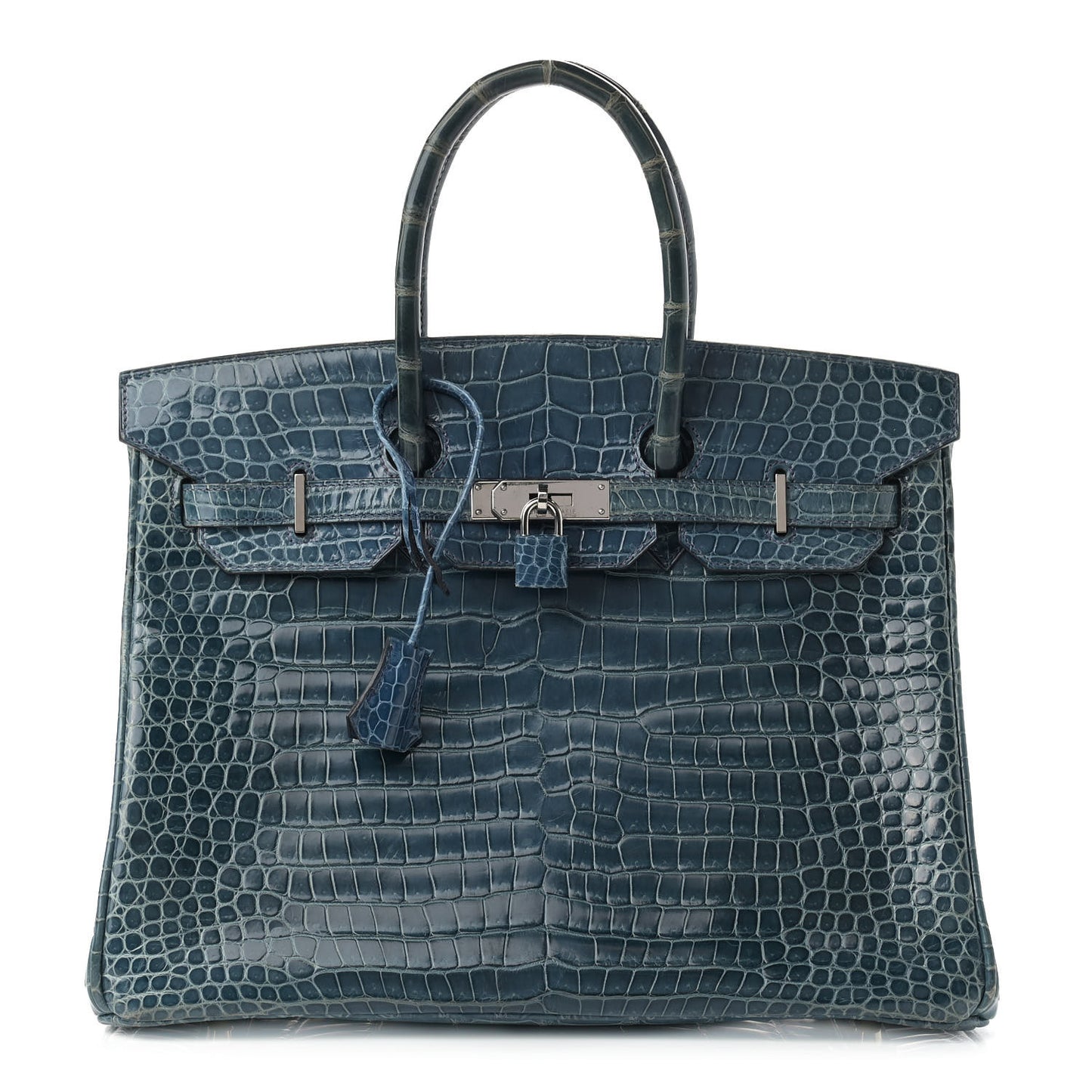 Shiny Porosus Crocodile Birkin 35 Bleu Roi