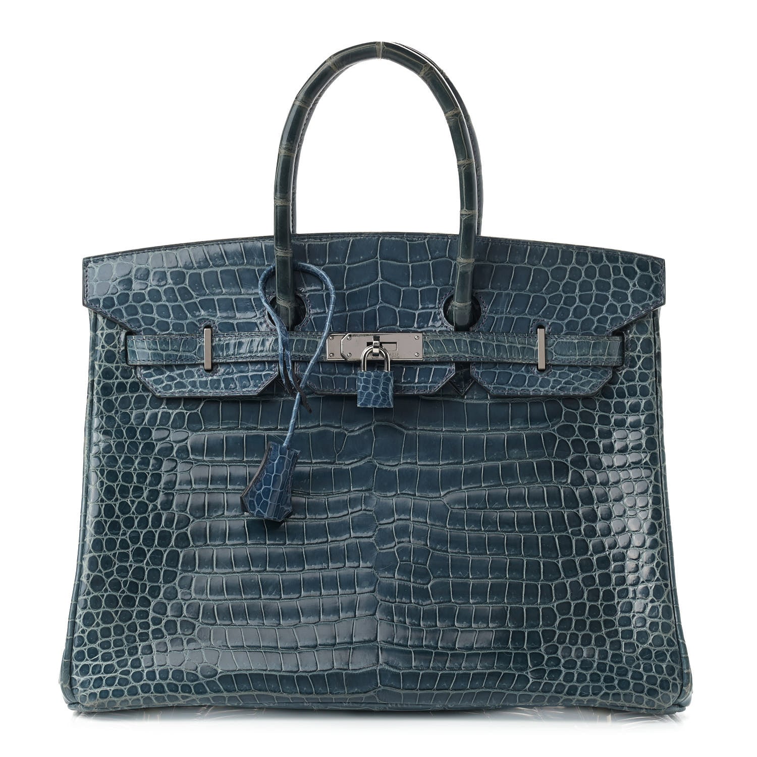Hermes Shiny Porosus Crocodile Birkin 35 Bleu Roi 1 of 39