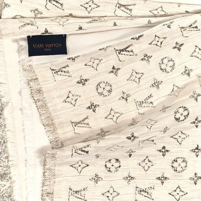 Louis Vuitton Silk Monogram So Glitter Stole White 3 of 4