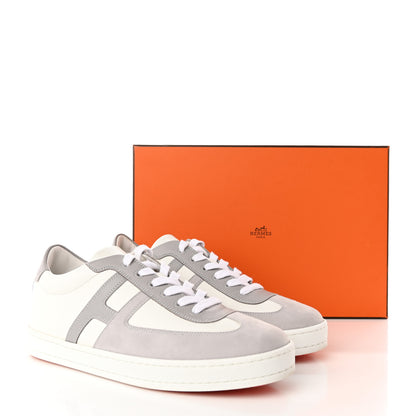 Hermes Epsom Suede Boomerang Sneakers 39.5 White Gris 12 of 12