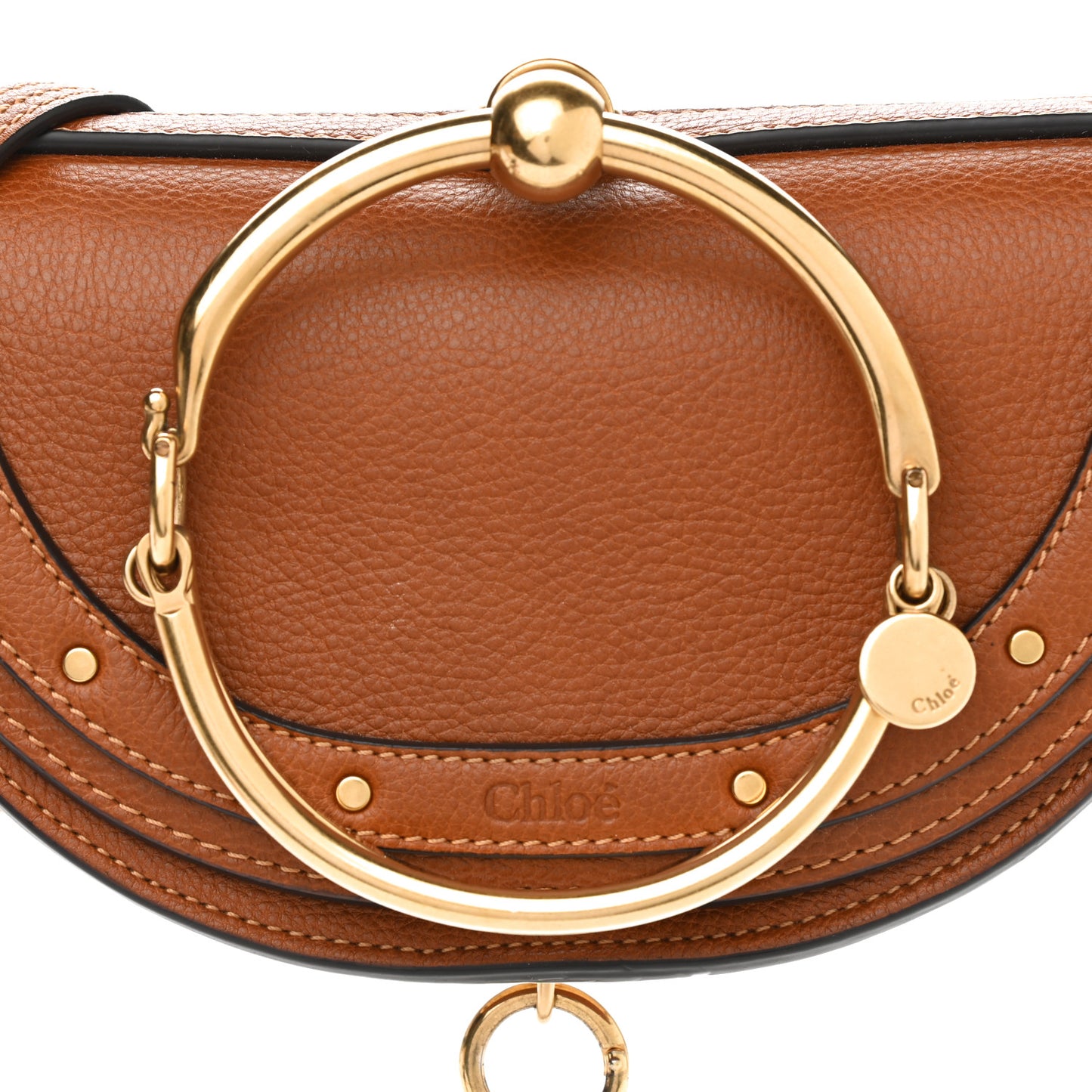 Calfskin Small Nile Bracelet Minaudiere Bag Caramel