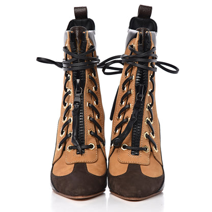 Louis Vuitton Calfskin Monogram Lauretate Half Boots 38.5 Beige 2 of 11