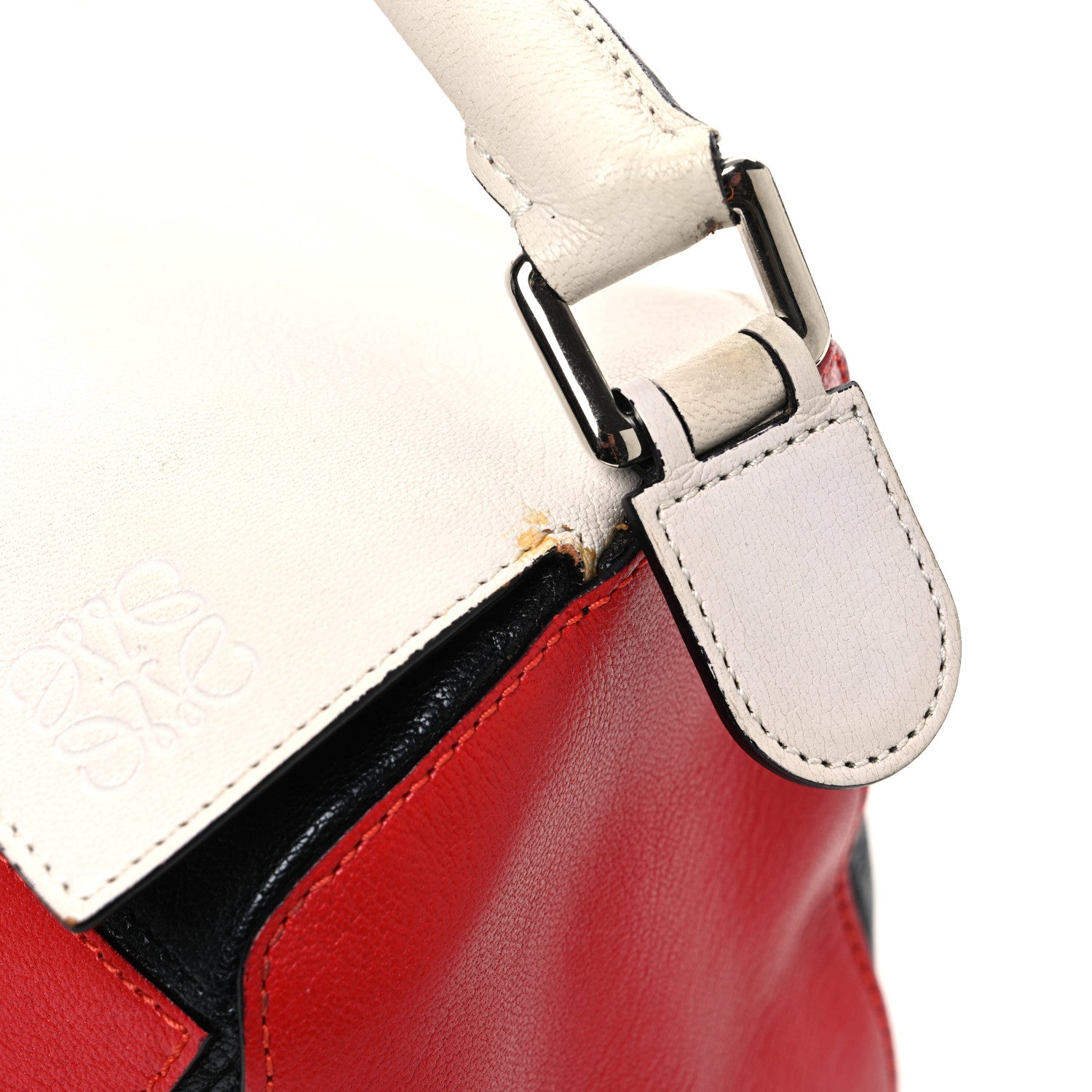 Loewe Calfskin Colorblock Medium Puzzle Bag White Red Black 12 of 14