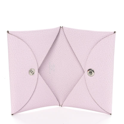 Hermes Epsom Calvi Duo Card Case Mauve Pale 6 of 9