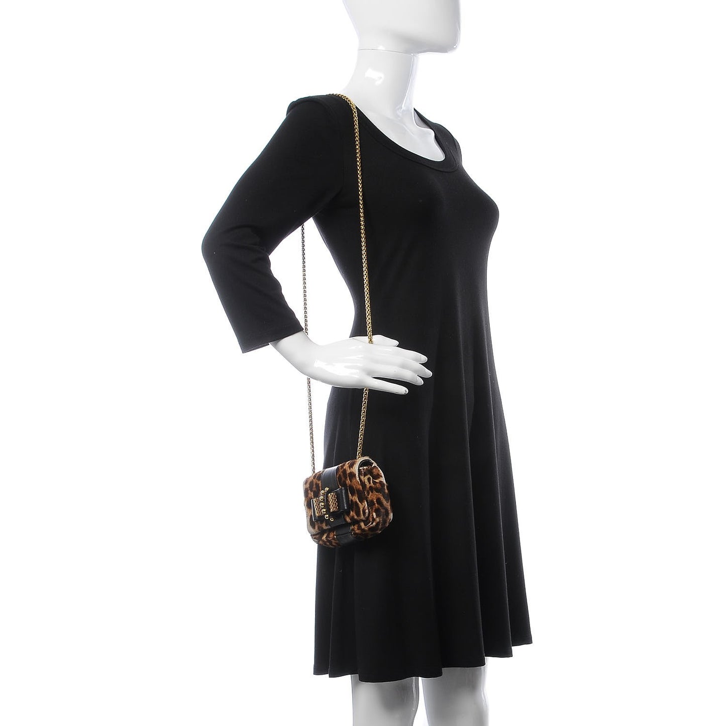 Calf Hair Leopard Print Sweet Charity Crossbody Bag