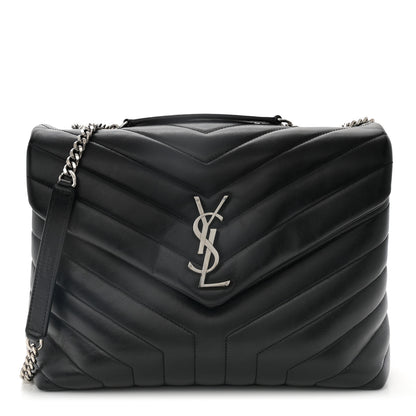 Saint Laurent Calfskin Y Quilted Monogram Medium Loulou Chain Satchel Black 1 of 11