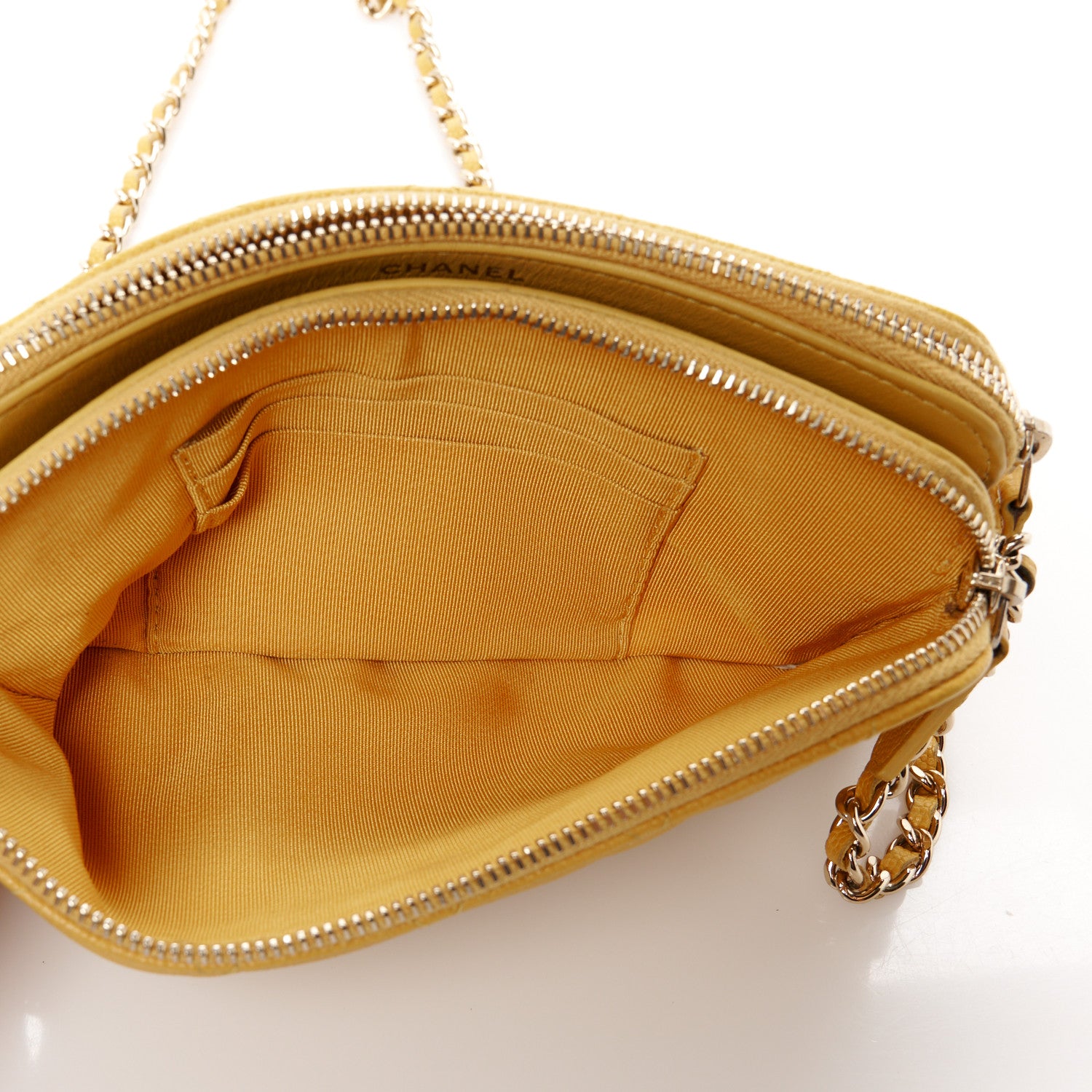 Chanel Caviar Quilted Small Clutch With Chain Yellow 7 of 12