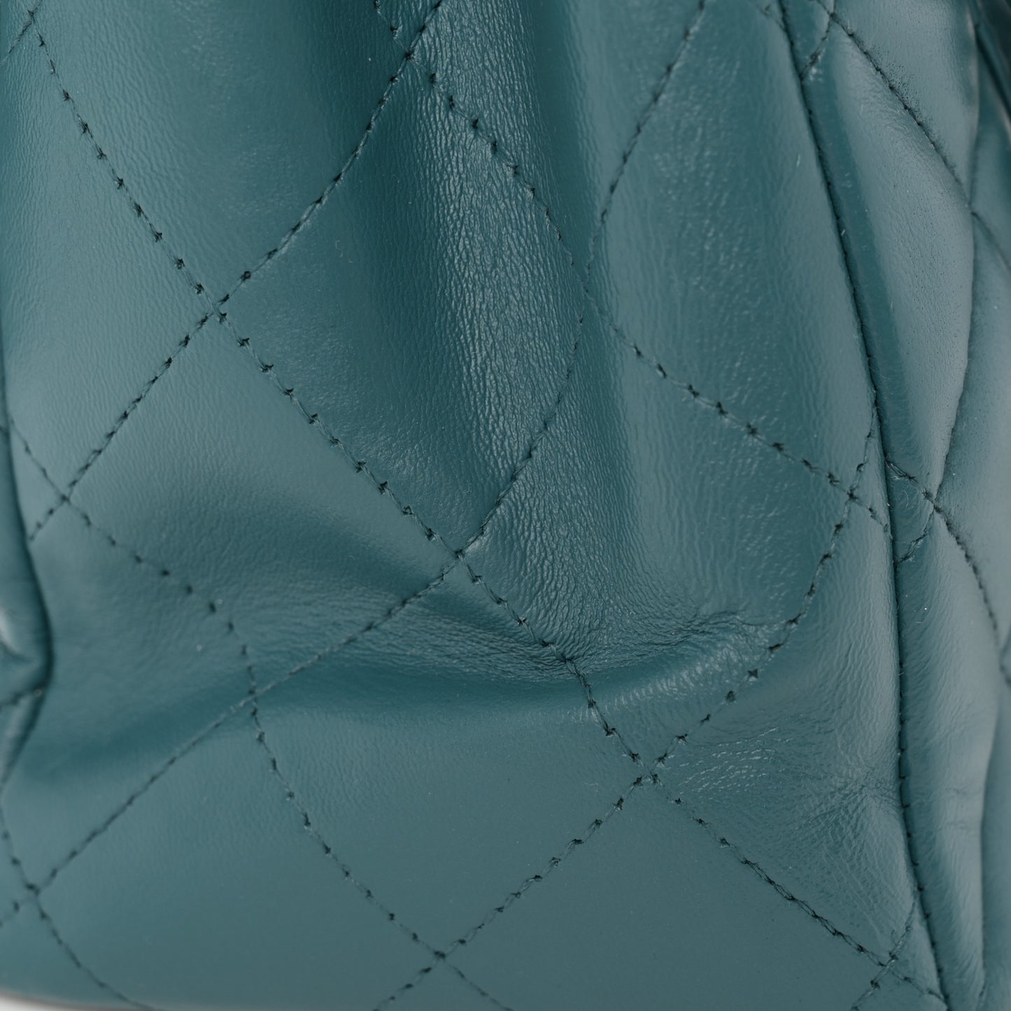 Lambskin Quilted Maxi Single Flap Turquoise