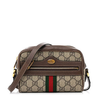 Gucci GG Supreme Monogram Web Mini Ophidia Shoulder Bag Brown 1 of 11