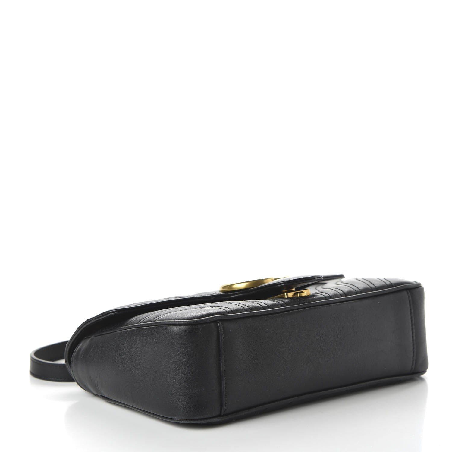 Gucci Calfskin Matelasse Small GG Marmont Shoulder Bag Black 4 of 11