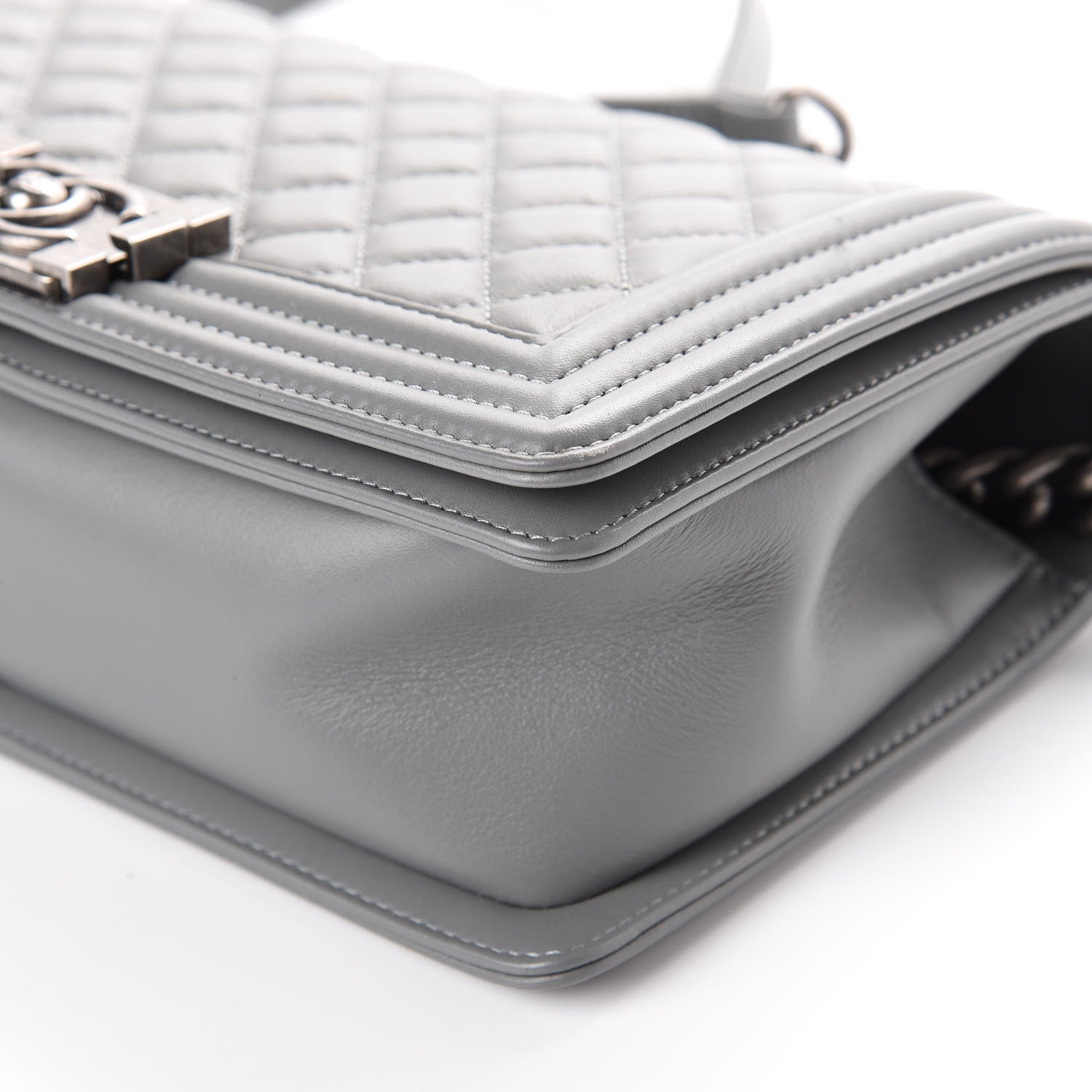 Chanel Lambskin Quilted Medium Boy Flap Grey 7 of 10
