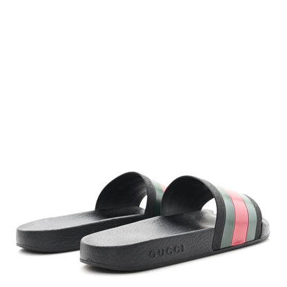 Gucci Rubber Web Mens Pool Slide Sandals 11 Black Green Red 5 of 7