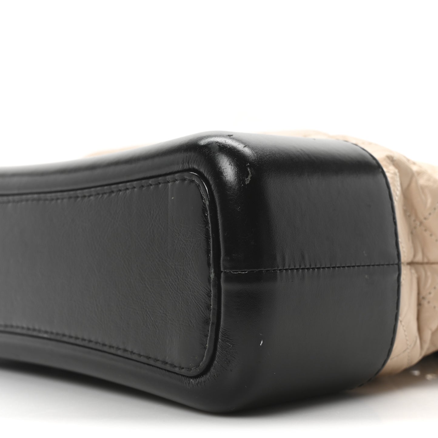 Aged Calfskin Quilted Medium Gabrielle Hobo Beige Black