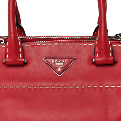 Prada City Calf Small Stitched Twin Pocket Tote Fuoco 10 of 13