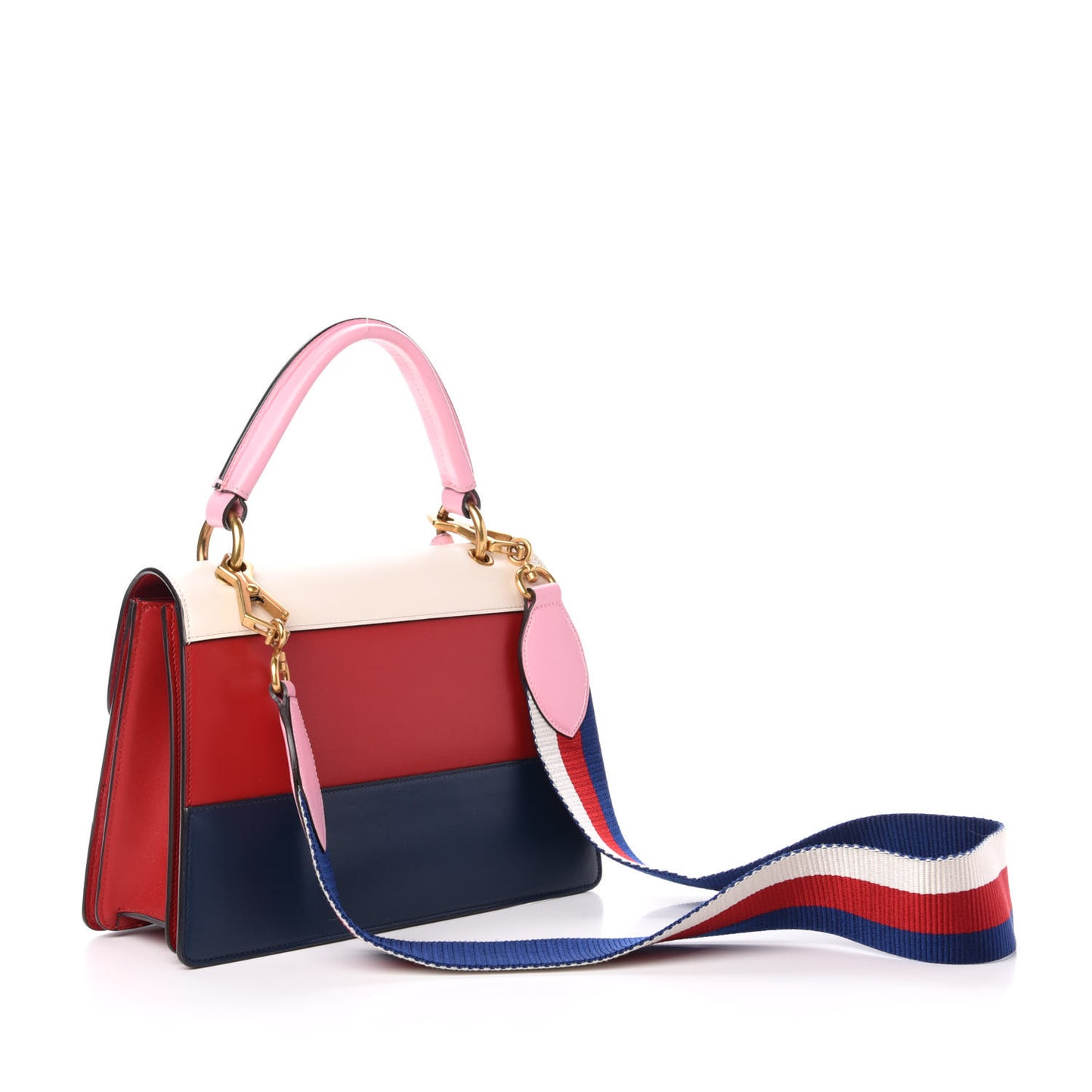 Calfskin Sylvie Web Small Queen Margaret Top Handle Bag Blue Agata Hibiscus Red Mystic White Sugar Pink