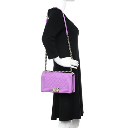 Chanel Caviar Quilted Medium Boy Flap Purple 2 of 15