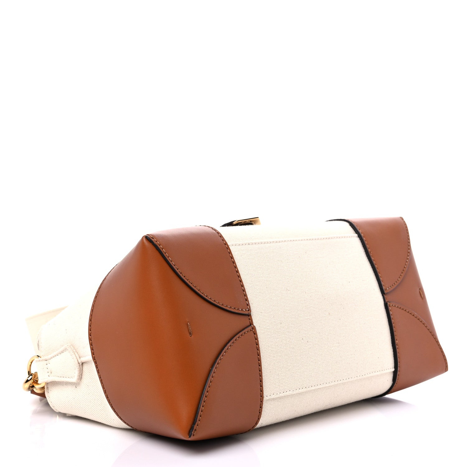 Fendi Canvas Vitello Logo Ajour Embroidered Medium By The Way Boston Bag Grezzo Cuoio 4 of 11