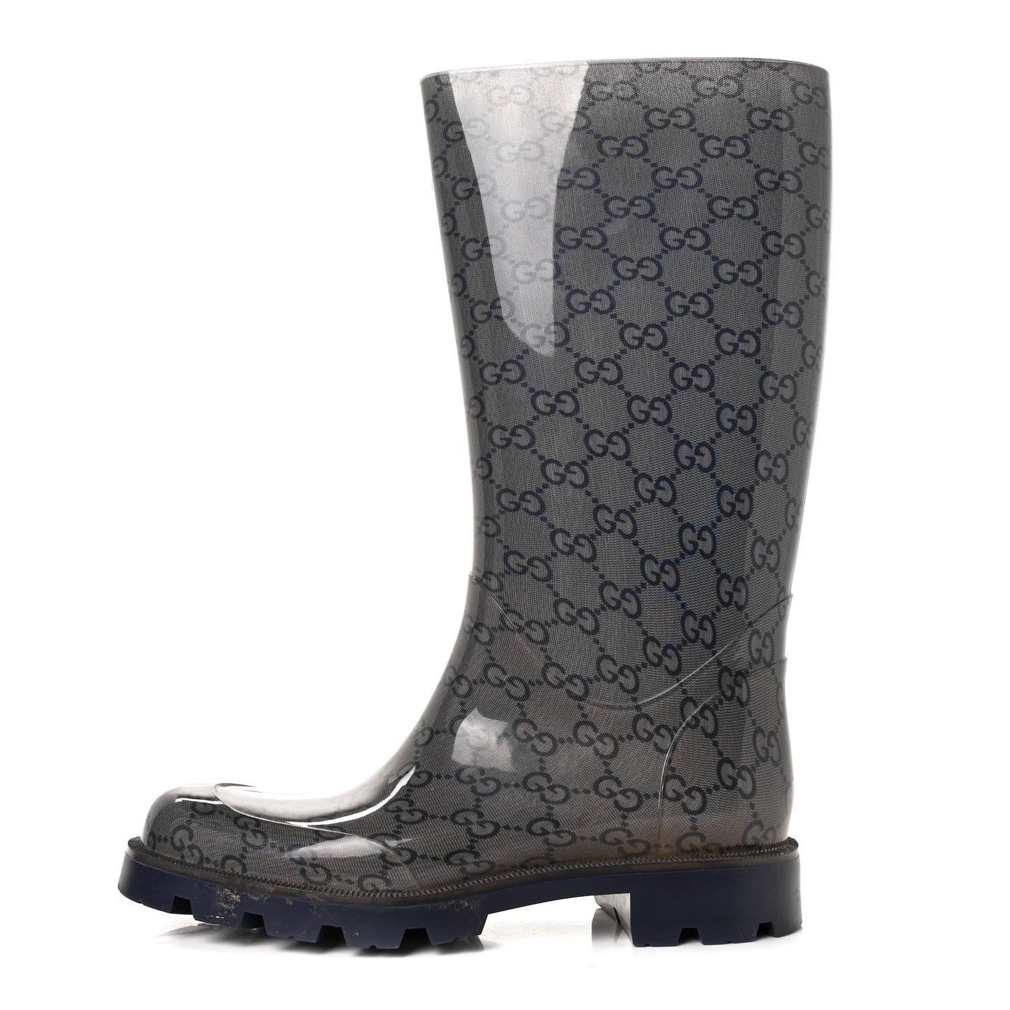 Rubber Monogram Rain Boots 37 Transparent Blue