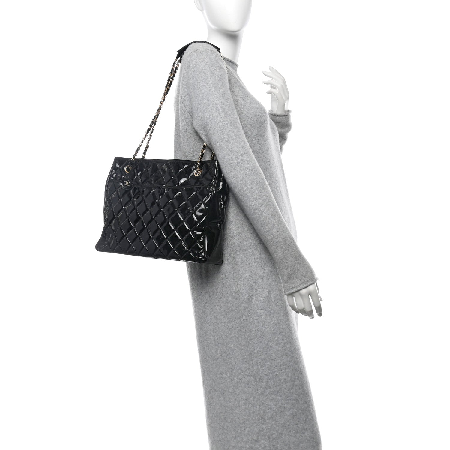 Chanel Patent Quilted Tote Black 2 of 15
