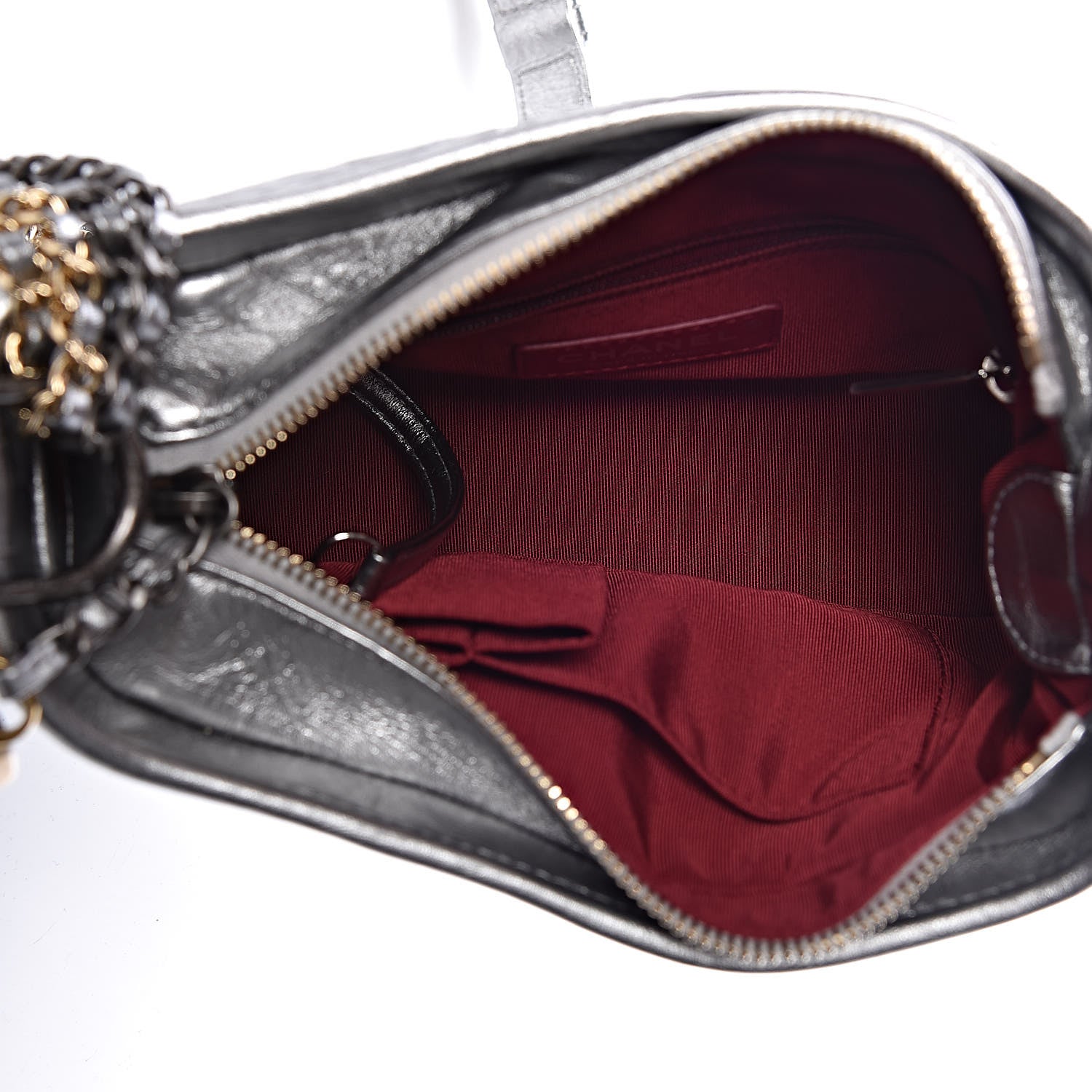 Chanel Metallic Aged Calfskin Quilted Small Gabrielle Hobo Silver 7 of 12