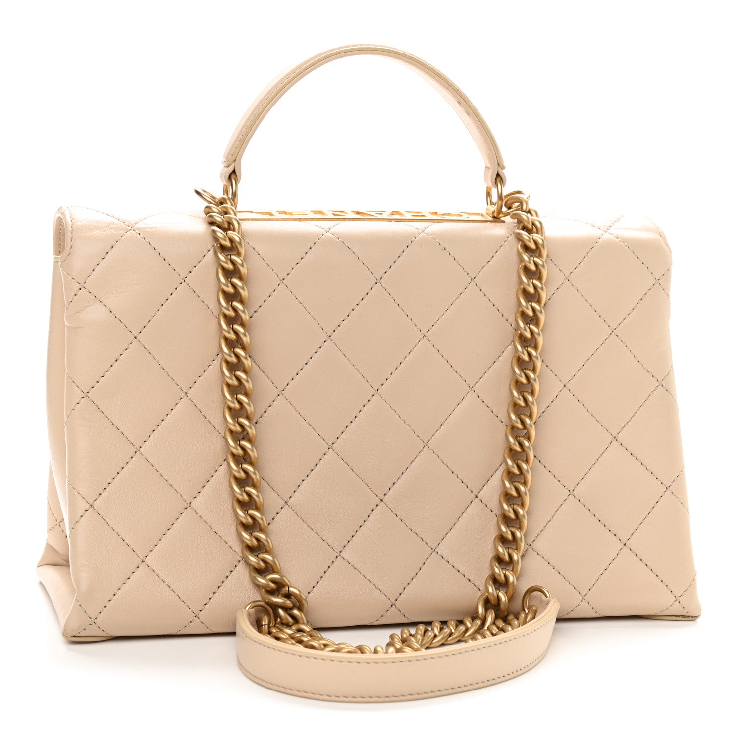 Chanel Lambskin Quilted Large Trendy Spirit Top Handle Bag Beige 4 of 10