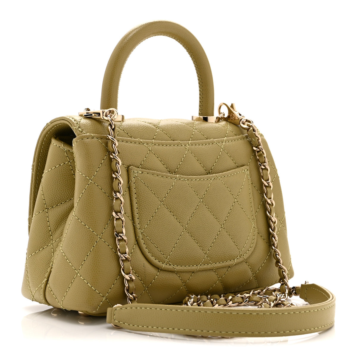 Chanel Caviar Quilted Extra Mini Coco Handle Flap Light Green 3 of 10