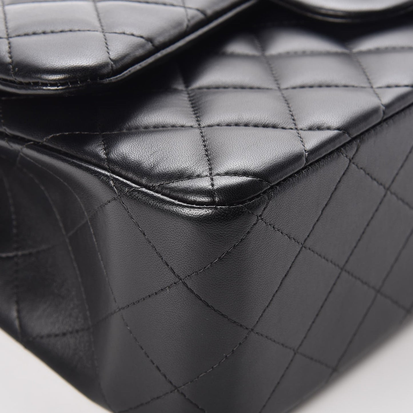 Lambskin Quilted Jumbo Double Flap Black
