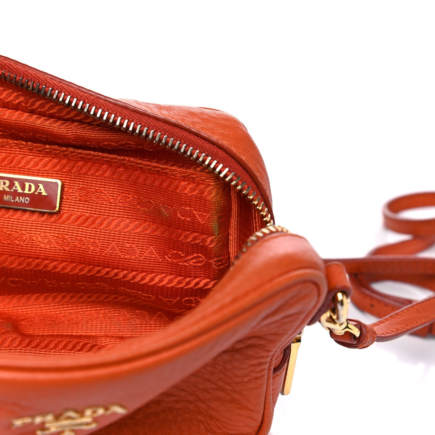 Prada Vitello Daino Mini Camera Crossbody Papaya 6 of 17