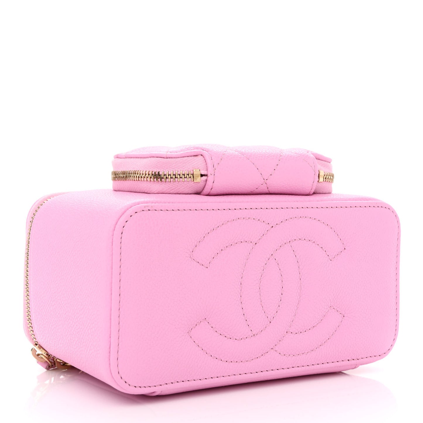Caviar Quilted Top Handle Pocket Vanity Case Lilac