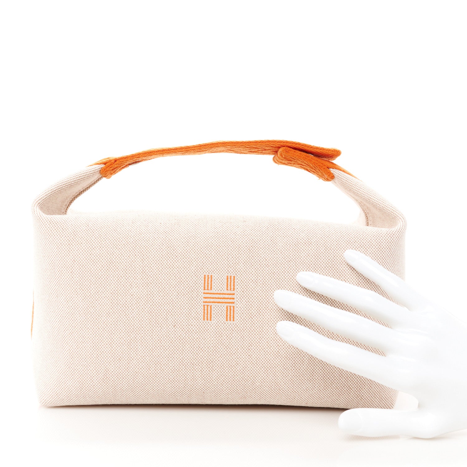 Hermes Canvas Large Bride-A-Brac Pouch Natural Orange 2 of 9