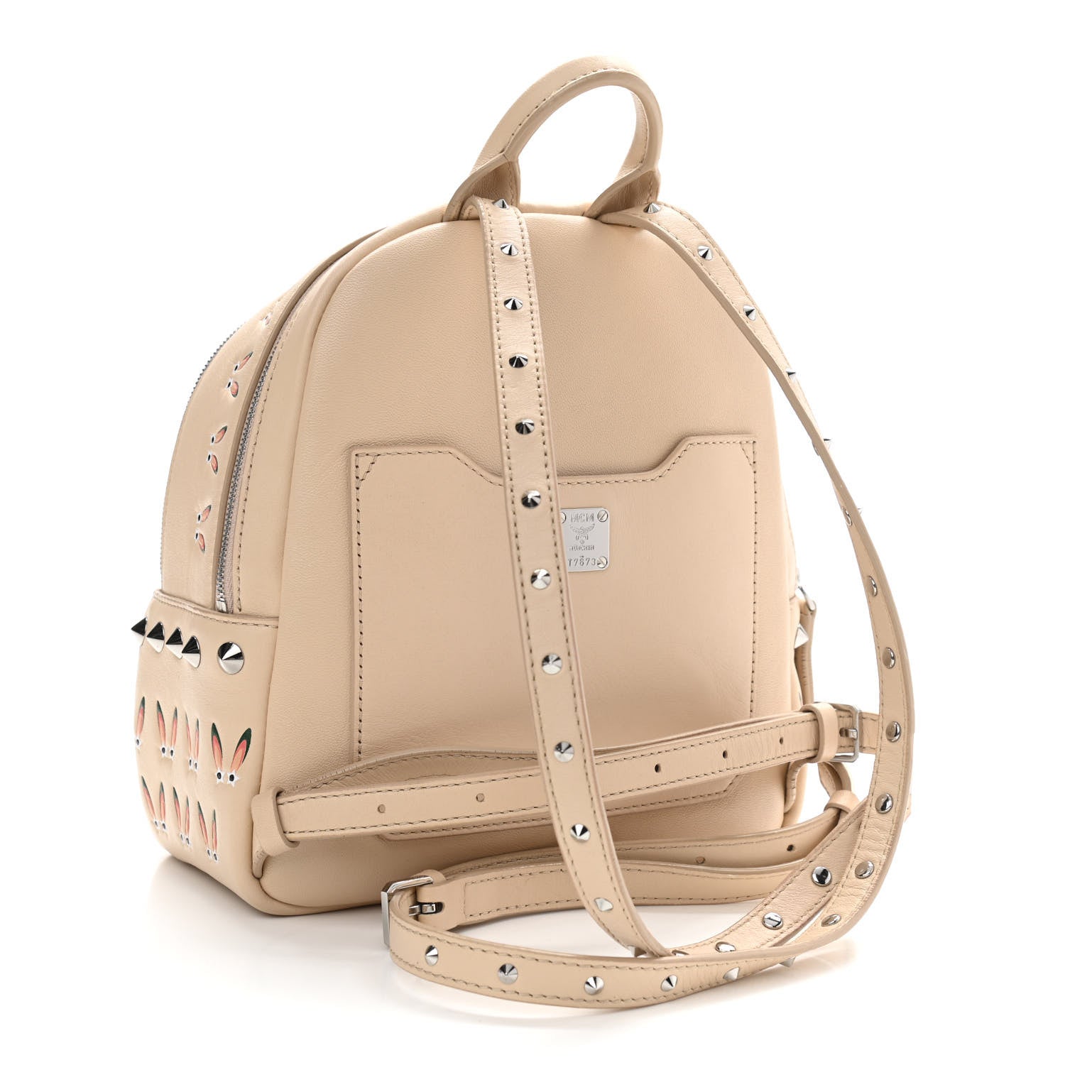 MCM Lambskin Star Eyed Bunny Mini Backpack Natural 3 of 13