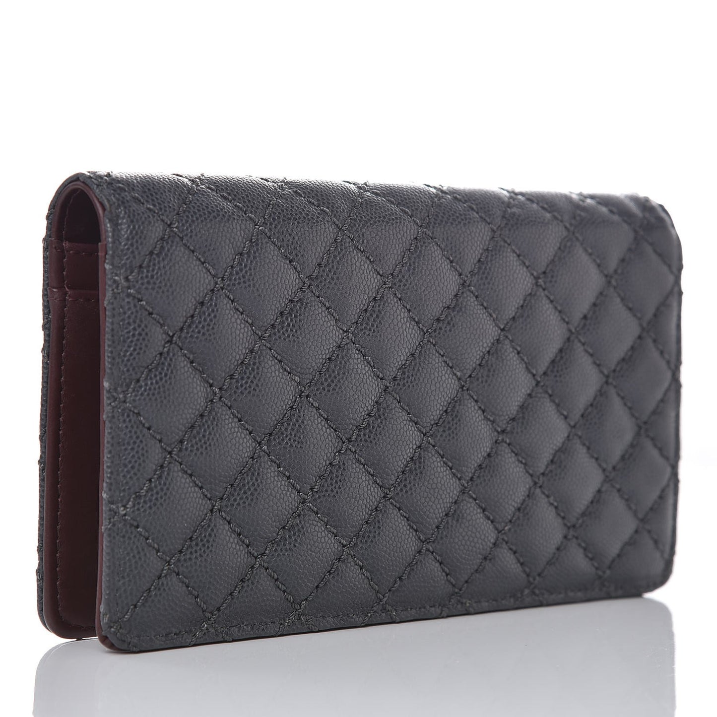 Caviar Micro Quilted Yen Wallet Grey