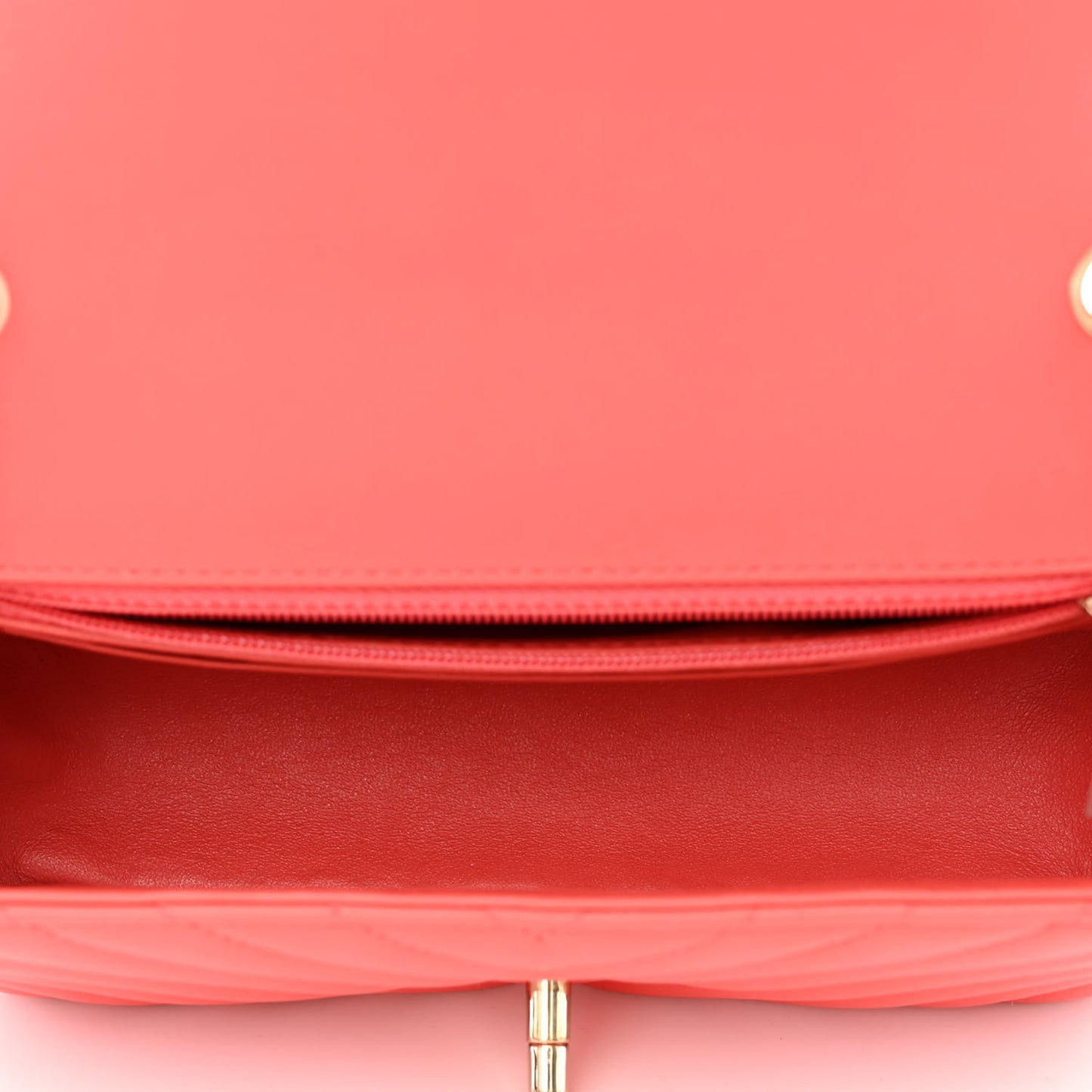 Lambskin Chevron Quilted Mini Rectangular Flap Red