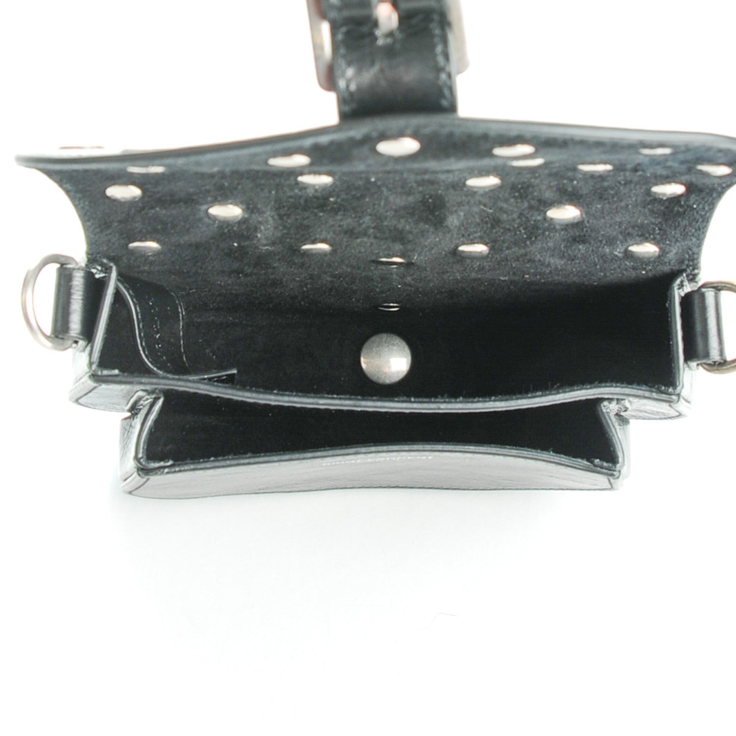 Saint Laurent Glazed Calfskin Mini Curved Studded Saddle Bag Black 5 of 8
