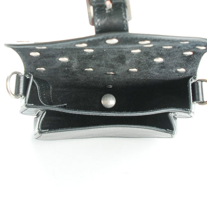 Saint Laurent Glazed Calfskin Mini Curved Studded Saddle Bag Black 5 of 8