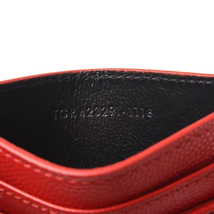 Saint Laurent Grain De Poudre Matelasse Chevron Monogram Credit Card Case Bandana Red 7 of 7
