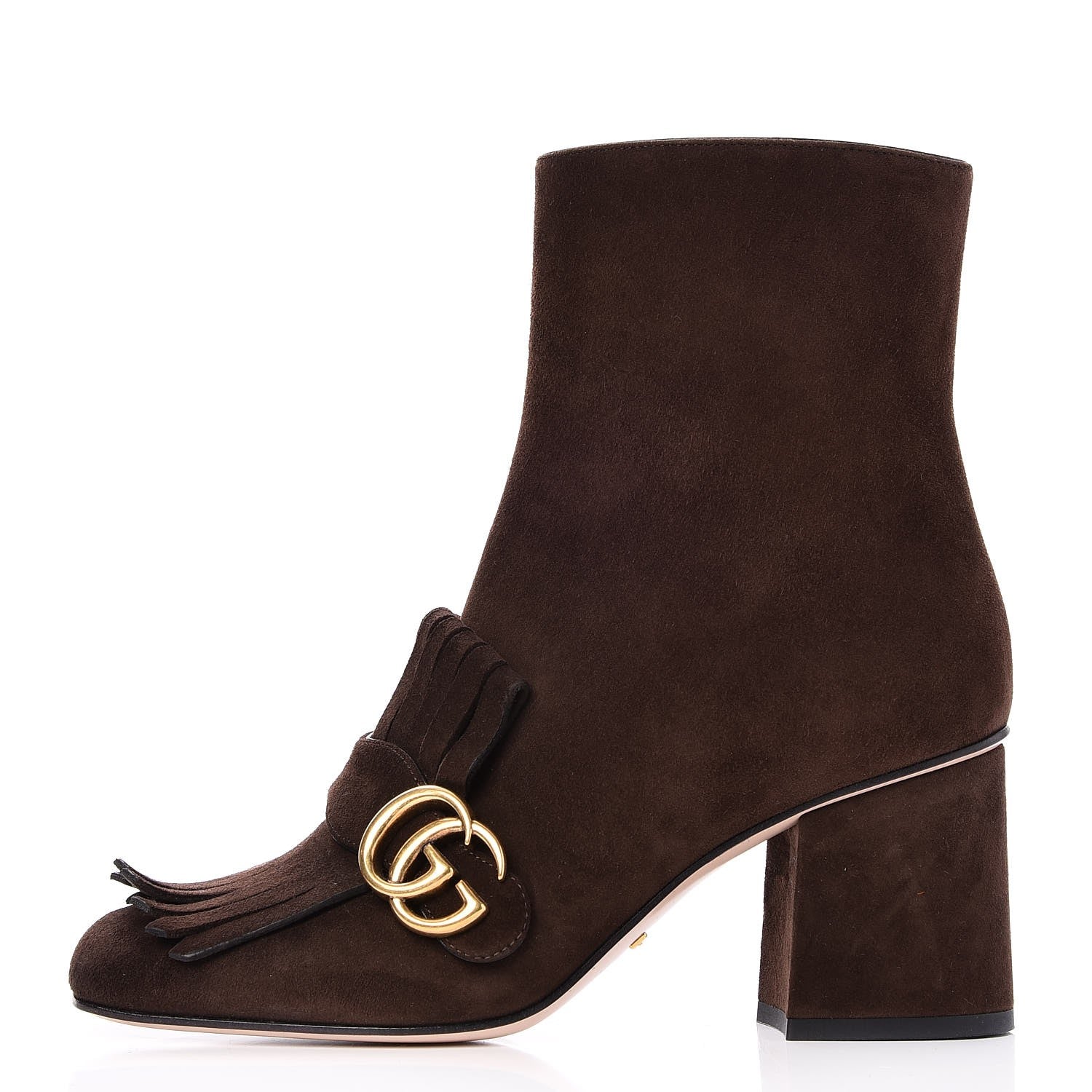 Gucci Kid Scamosciato GG Marmont Fringe 75mm Ankle Boots 38 Cocoa 1 of 8