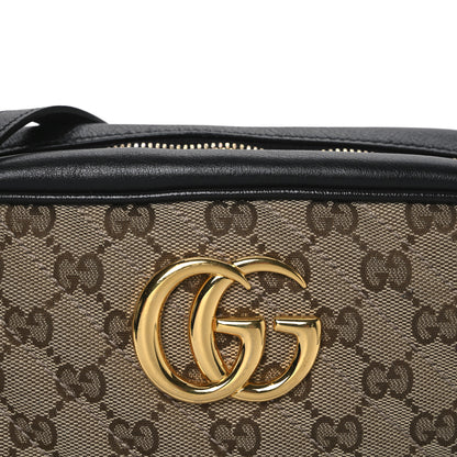 Gucci Monogram Matelasse Diagonal Small GG Marmont Chain Shoulder Bag Beige Black 15 of 21