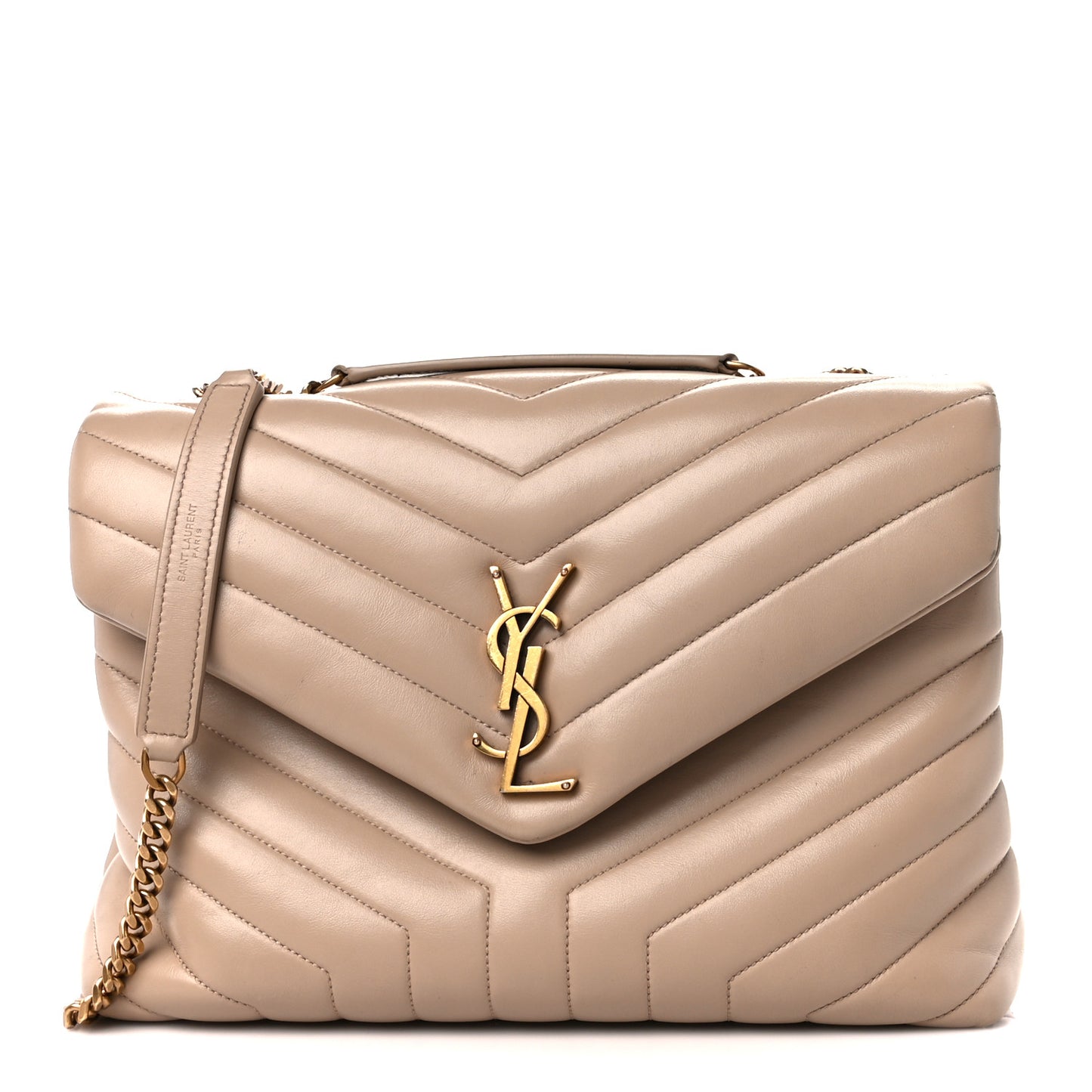 Calfskin Y Quilted Monogram Medium Loulou Chain Satchel Dark Beige