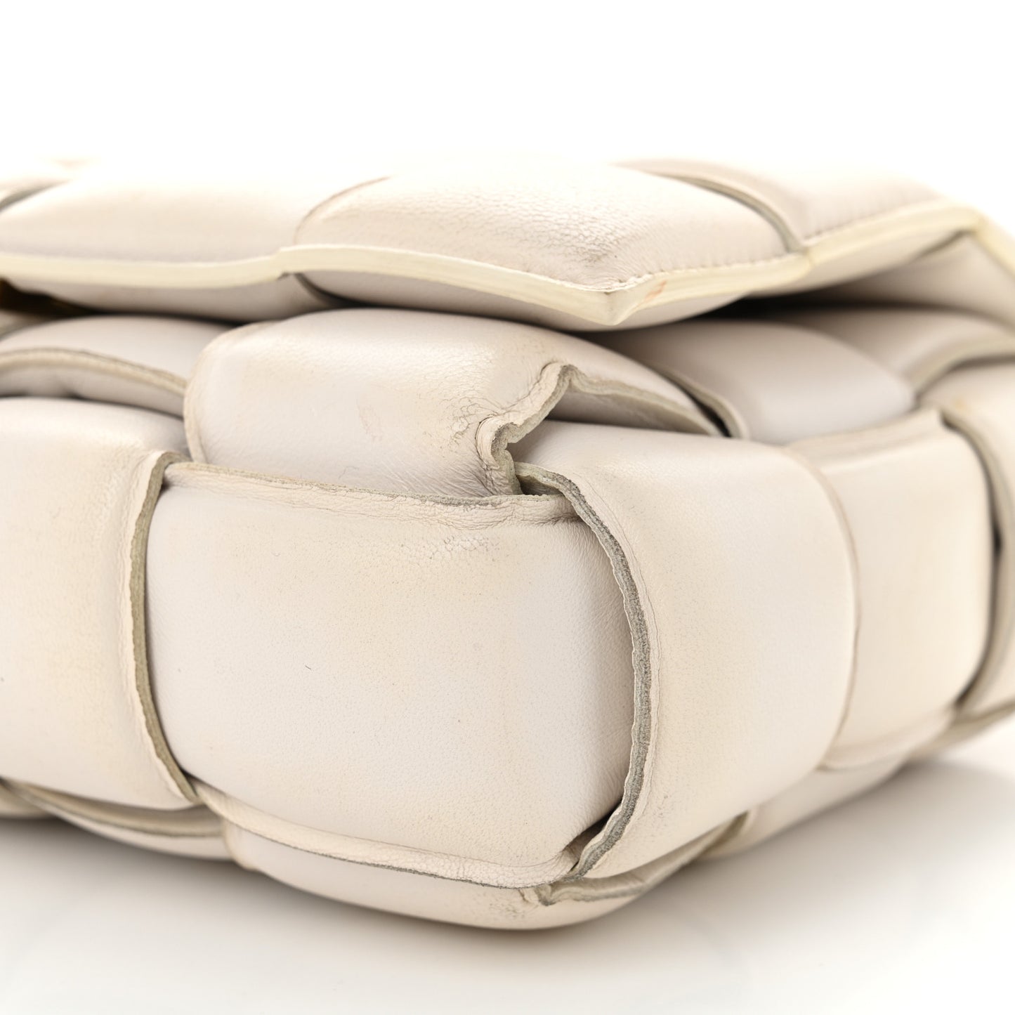 Nappa Maxi Intreccio Padded Cassette Crossbody Bag Chalk
