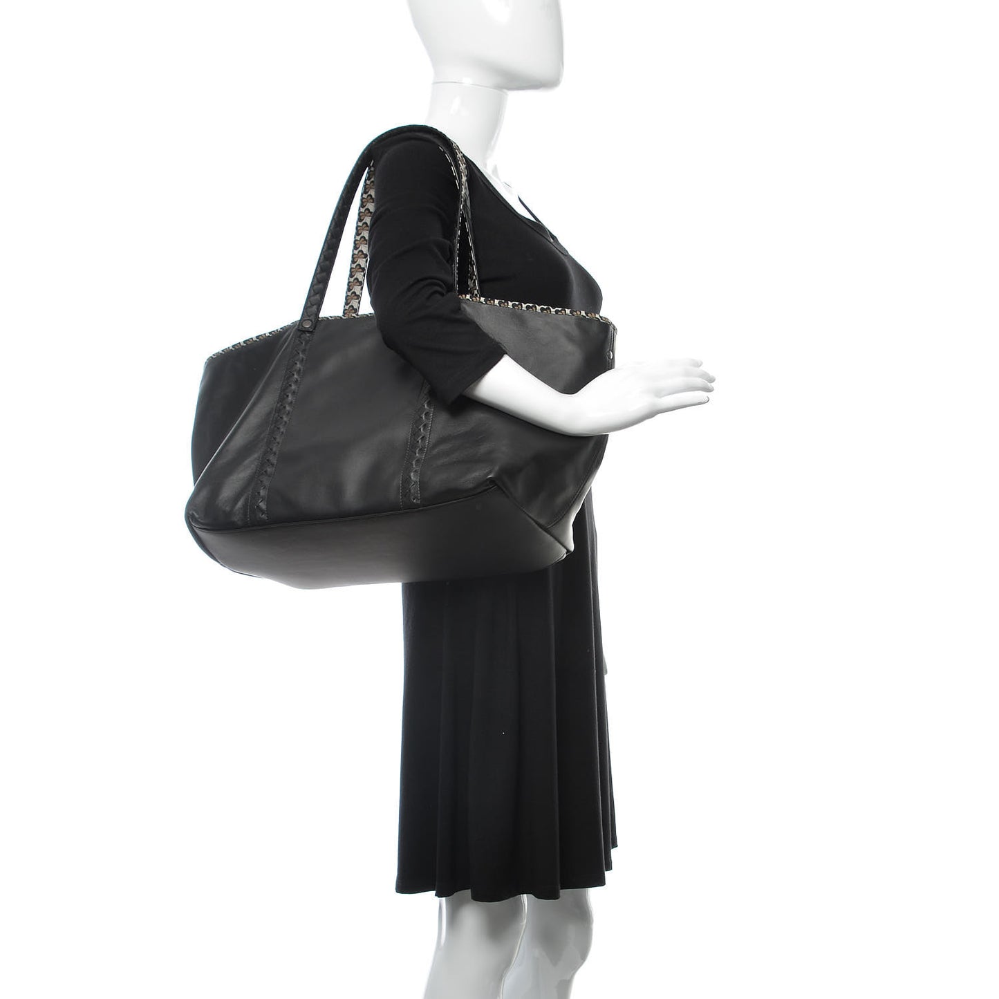 Nappa Nylon Medium Reversible Butterfly Shoulder Bag Black Cement