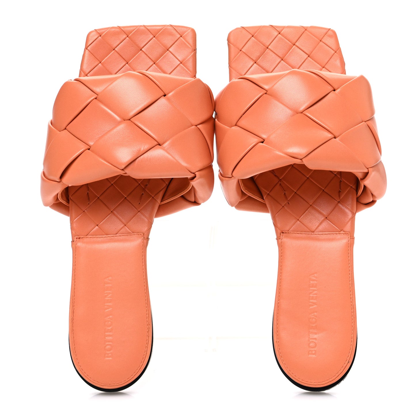 Nappa Maxi Intrecciato Lido Flat Sandals 39.5 Papaya