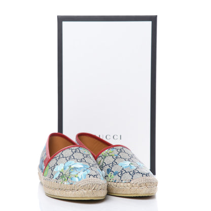Gucci GG Supreme Monogram Blooms Espadrilles 40.5 Beige Blue Navy Hibiscus Red 9 of 9