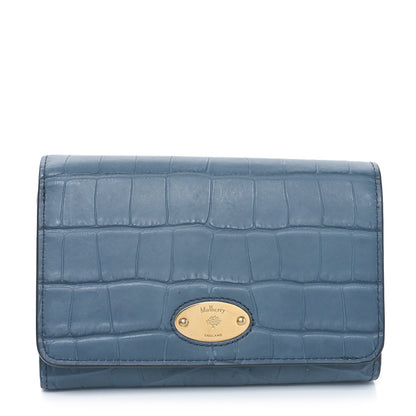 Mulberry Crocodile Embossed Calfskin Plaque French Purse Wallet Grey 1 of 9