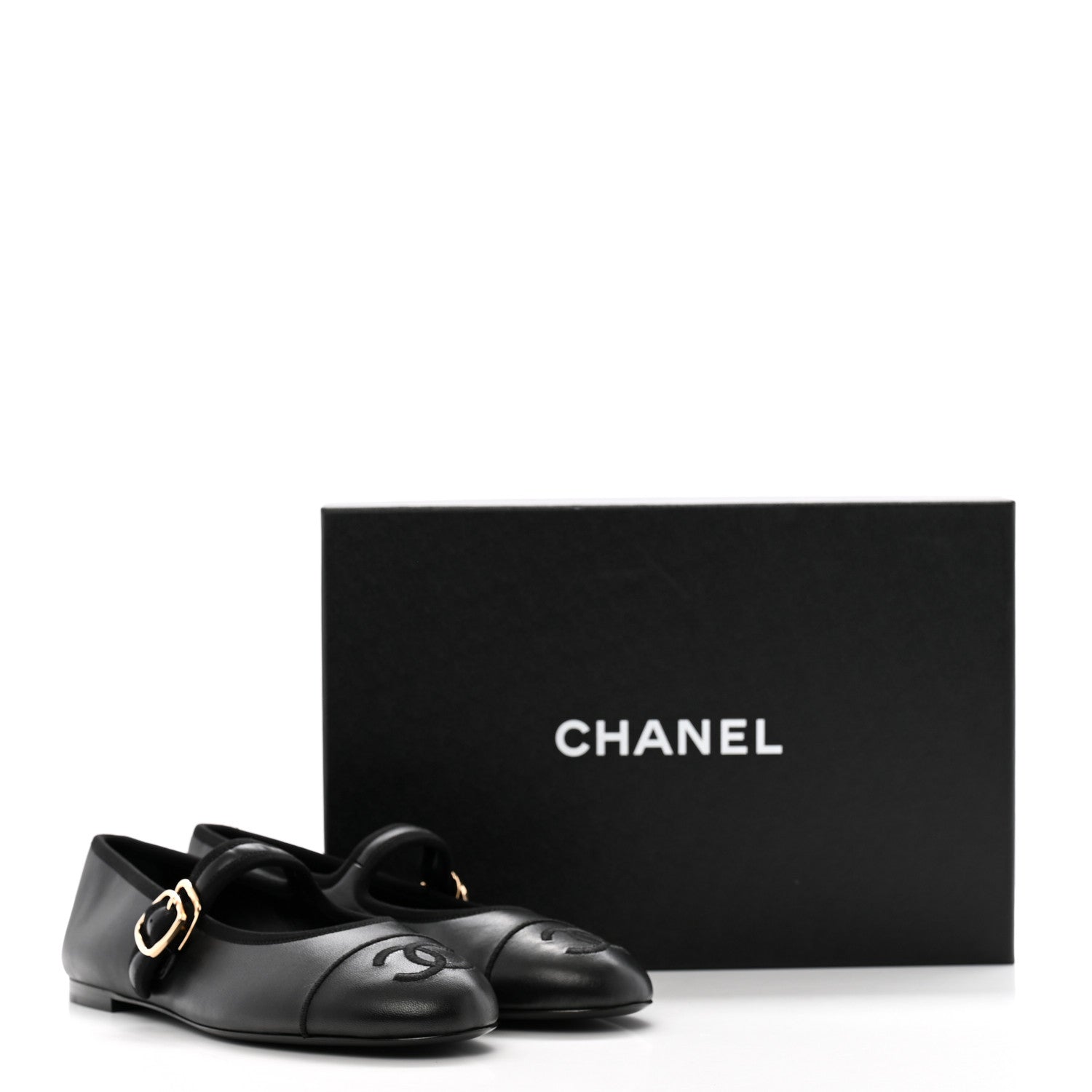 Chanel Lambskin Mary Jane Flats 37.5 Black 10 of 10