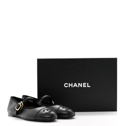 Chanel Lambskin Mary Jane Flats 37.5 Black 10 of 10